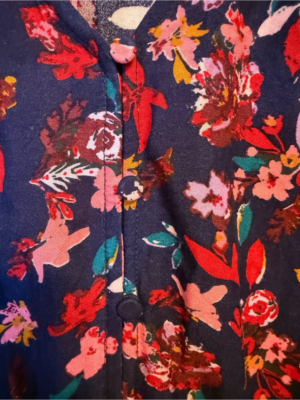 Market & Spruce Navy Multicolor Floral Smocked-Waist Blouse - Picture 8 of 10